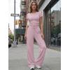 image:imageTrendy Queen Womens 2 Piece Lounge Matching Sets Wide Leg Pants Crew Neck Short Sleeve Shirt SweatsuitsDusty Pink