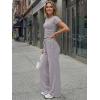 image:imageTrendy Queen Womens 2 Piece Lounge Matching Sets Wide Leg Pants Crew Neck Short Sleeve Shirt SweatsuitsDusty Purple