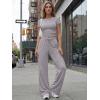 image:imageTrendy Queen Womens 2 Piece Lounge Matching Sets Wide Leg Pants Crew Neck Short Sleeve Shirt SweatsuitsDusty Purple