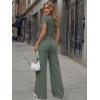 image:imageTrendy Queen Womens 2 Piece Lounge Matching Sets Wide Leg Pants Crew Neck Short Sleeve Shirt SweatsuitsGreen