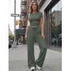 image:imageTrendy Queen Womens 2 Piece Lounge Matching Sets Wide Leg Pants Crew Neck Short Sleeve Shirt SweatsuitsGreen