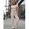 image:imageTrendy Queen Womens 2 Piece Lounge Matching Sets Wide Leg Pants Crew Neck Short Sleeve Shirt SweatsuitsKhaki