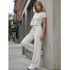 image:imageTrendy Queen Womens 2 Piece Lounge Matching Sets Wide Leg Pants Crew Neck Short Sleeve Shirt SweatsuitsLight Grey