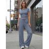 image:imageTrendy Queen Womens 2 Piece Lounge Matching Sets Wide Leg Pants Crew Neck Short Sleeve Shirt SweatsuitsNavy