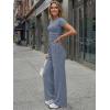 image:imageTrendy Queen Womens 2 Piece Lounge Matching Sets Wide Leg Pants Crew Neck Short Sleeve Shirt SweatsuitsNavy