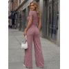 image:imageTrendy Queen Womens 2 Piece Lounge Matching Sets Wide Leg Pants Crew Neck Short Sleeve Shirt SweatsuitsWine