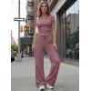 image:imageTrendy Queen Womens 2 Piece Lounge Matching Sets Wide Leg Pants Crew Neck Short Sleeve Shirt SweatsuitsWine