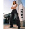 image:imageTrendy Queen Womens Barrel Jeans  Wide Leg amp High Waisted Denim Pants with Curved Hem and Slant PocketsBlack