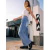 image:imageTrendy Queen Womens Barrel Jeans  Wide Leg amp High Waisted Denim Pants with Curved Hem and Slant PocketsBlue