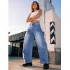 image:imageTrendy Queen Womens Barrel Jeans  Wide Leg amp High Waisted Denim Pants with Curved Hem and Slant PocketsBlue