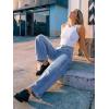 image:imageTrendy Queen Womens Barrel Jeans  Wide Leg amp High Waisted Denim Pants with Curved Hem and Slant PocketsBlue