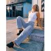 image:imageTrendy Queen Womens Barrel Jeans  Wide Leg amp High Waisted Denim Pants with Curved Hem and Slant PocketsIceland Blue