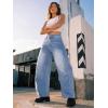 image:imageTrendy Queen Womens Barrel Jeans  Wide Leg amp High Waisted Denim Pants with Curved Hem and Slant PocketsIceland Blue