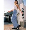 image:imageTrendy Queen Womens Barrel Jeans  Wide Leg amp High Waisted Denim Pants with Curved Hem and Slant PocketsIceland Blue