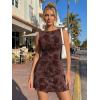 image:imageTrendy Queen Womens Mini Floral Boat Neck Sleeveless Bodycon Short Party Summer Dresses 2026Wine