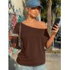 image:imageTrendy Queen Womens Off The Shoulder Tops Oversized Tshirts Casual Short Sleeve Basic Tees Cute Summer Fashion Clothes 2026Chocolate