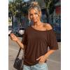 image:imageTrendy Queen Womens Off The Shoulder Tops Oversized Tshirts Casual Short Sleeve Basic Tees Cute Summer Fashion Clothes 2026Chocolate