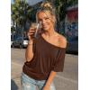 image:imageTrendy Queen Womens Off The Shoulder Tops Oversized Tshirts Casual Short Sleeve Basic Tees Cute Summer Fashion Clothes 2026Chocolate