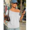 image:imageTrendy Queen Womens Off The Shoulder Tops Oversized Tshirts Casual Short Sleeve Basic Tees Cute Summer Fashion Clothes 2026Oatmeal Grey