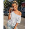 image:imageTrendy Queen Womens Off The Shoulder Tops Oversized Tshirts Casual Short Sleeve Basic Tees Cute Summer Fashion Clothes 2026Oatmeal Grey