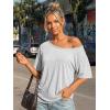 image:imageTrendy Queen Womens Off The Shoulder Tops Oversized Tshirts Casual Short Sleeve Basic Tees Cute Summer Fashion Clothes 2026Oatmeal Grey