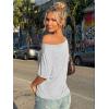image:imageTrendy Queen Womens Off The Shoulder Tops Oversized Tshirts Casual Short Sleeve Basic Tees Cute Summer Fashion Clothes 2026Oatmeal Grey