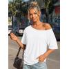 image:imageTrendy Queen Womens Off The Shoulder Tops Oversized Tshirts Casual Short Sleeve Basic Tees Cute Summer Fashion Clothes 2026White