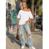 image:imageTrendy Queen Womens Off The Shoulder Tops Oversized Tshirts Casual Short Sleeve Basic Tees Cute Summer Fashion Clothes 2026White