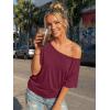 image:imageTrendy Queen Womens Off The Shoulder Tops Oversized Tshirts Casual Short Sleeve Basic Tees Cute Summer Fashion Clothes 2026Wine Red