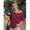 image:imageTrendy Queen Womens Off The Shoulder Tops Oversized Tshirts Casual Short Sleeve Basic Tees Cute Summer Fashion Clothes 2026Wine Red