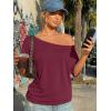image:imageTrendy Queen Womens Off The Shoulder Tops Oversized Tshirts Casual Short Sleeve Basic Tees Cute Summer Fashion Clothes 2026Wine Red