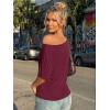 image:imageTrendy Queen Womens Off The Shoulder Tops Oversized Tshirts Casual Short Sleeve Basic Tees Cute Summer Fashion Clothes 2026Wine Red