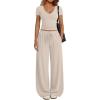 image:imageTrendy Queen 2 Piece Lounge Sets for Women Summer Outfits 2026 Fashion Two Piece Loungewear Spring Outfits ClothesApricot