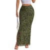 image:imageTrendy Queen Floral Long Skirts for Women Trendy Mesh Y2k Skirt Bodycon Dress Vacation Outfits Summer Clothes 2026Army Green Floral