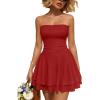 image:imageTrendy Queen Mini Dresses for Women Short Tube Top Dress Summer Date Night Outfits 2026 Ruffle Rompers Going OutRed