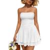 image:imageTrendy Queen Mini Dresses for Women Short Tube Top Dress Summer Date Night Outfits 2026 Ruffle Rompers Going OutWhite