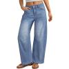 image:imageTrendy Queen Womens Barrel Jeans  Wide Leg amp High Waisted Denim Pants with Curved Hem and Slant PocketsIceland Blue