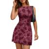 image:imageTrendy Queen Womens Mini Floral Boat Neck Sleeveless Bodycon Short Party Summer Dresses 2026Red
