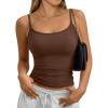 image:imageTrendy Queen Womens Soft Stretchy Tank Tops Adjustable Strap Cami Non SeeThrough Slim Fit Summer Going Out CamisoleChocolate