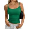 image:imageTrendy Queen Womens Soft Stretchy Tank Tops Adjustable Strap Cami Non SeeThrough Slim Fit Summer Going Out CamisoleGreen
