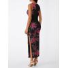 image:imageTrendy Queen Bodycon Maxi Dress Womens Sleeveless Floral Print Fitted Party Club Ruched Dresses with Side SlitBlack