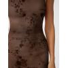 image:imageTrendy Queen Bodycon Maxi Dress Womens Sleeveless Floral Print Fitted Party Club Ruched Dresses with Side SlitBrown