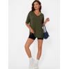 image:imageTrendy Queen Plus Size Oversized VNeck Tshirt Breathable Elastic Fabric Tunic for Workout Gym Casual Homing WearArmy Green