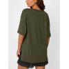 image:imageTrendy Queen Plus Size Oversized VNeck Tshirt Breathable Elastic Fabric Tunic for Workout Gym Casual Homing WearArmy Green