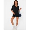 image:imageTrendy Queen Plus Size Oversized VNeck Tshirt Breathable Elastic Fabric Tunic for Workout Gym Casual Homing WearBlack