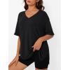 image:imageTrendy Queen Plus Size Oversized VNeck Tshirt Breathable Elastic Fabric Tunic for Workout Gym Casual Homing WearBlack
