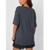 image:imageTrendy Queen Plus Size Oversized VNeck Tshirt Breathable Elastic Fabric Tunic for Workout Gym Casual Homing WearBlack Grey