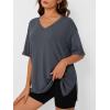 image:imageTrendy Queen Plus Size Oversized VNeck Tshirt Breathable Elastic Fabric Tunic for Workout Gym Casual Homing WearBlack Grey