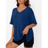 image:imageTrendy Queen Plus Size Oversized VNeck Tshirt Breathable Elastic Fabric Tunic for Workout Gym Casual Homing WearBlue