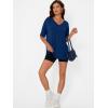 image:imageTrendy Queen Plus Size Oversized VNeck Tshirt Breathable Elastic Fabric Tunic for Workout Gym Casual Homing WearBlue